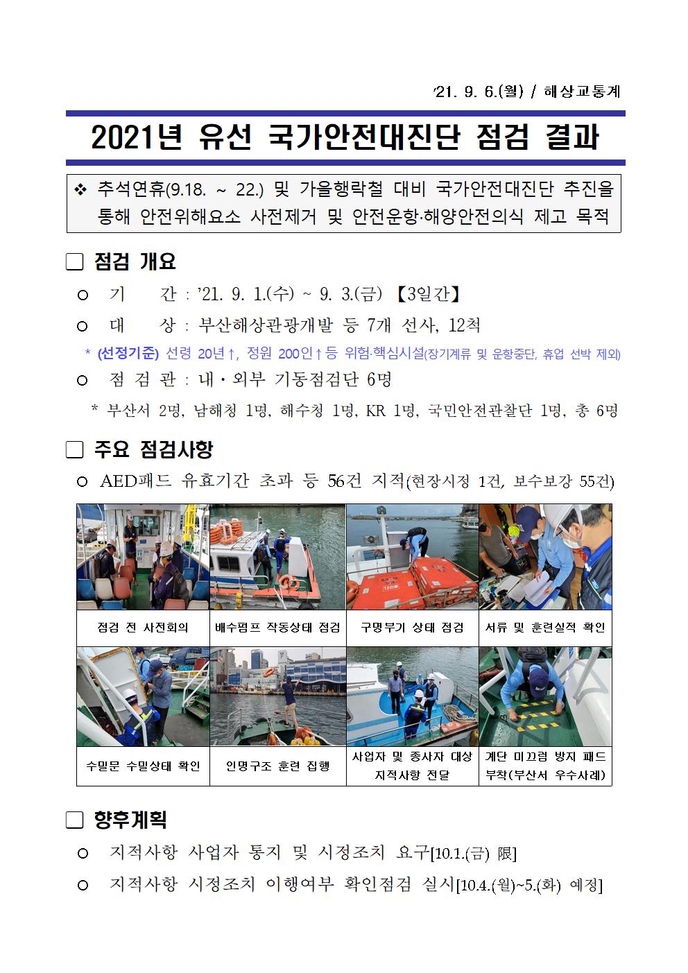 부산서 유선 국가안전대진단 점검결과
