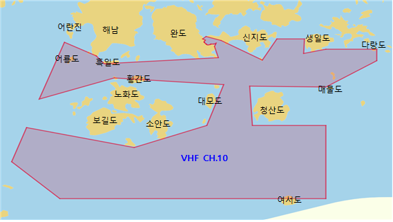 관제구역도 이미지. 완도항해상교통관제구역도 : 자세한 위치는 아래를 참고하세요.