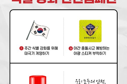 251021 동해해경, 수상레저 안전 캠페인 전개...식별 어려운 레저기구 사고 예방 위해 태극기·야광스티커 활용