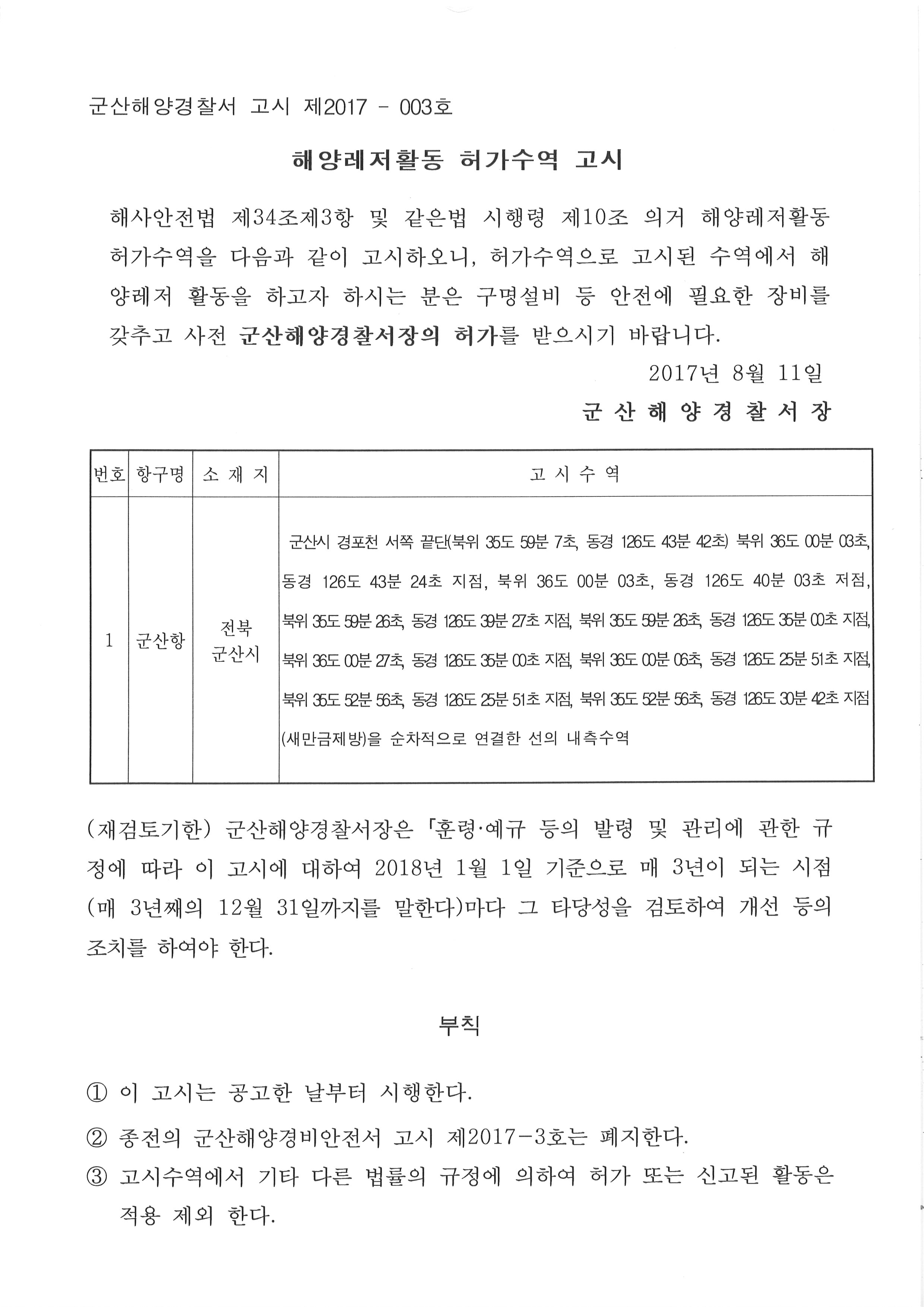 허가수역 고시