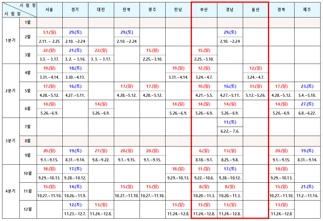 시험 일정