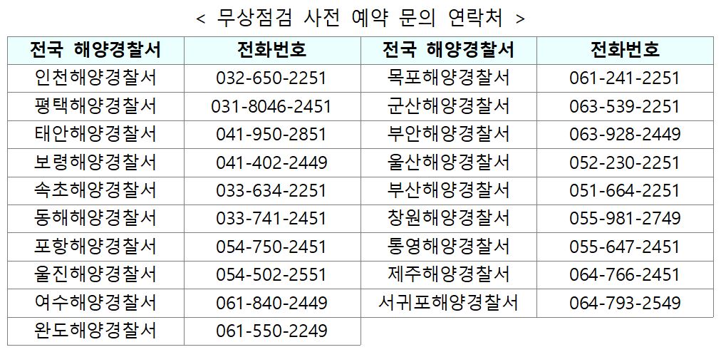 무상점검 사전 예약 문의 연락처