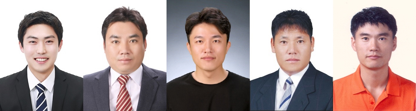 (왼쪽부터)군산해양경찰서 기획운영과 박지훈 경사, 목포해양경찰서 장비관리과 오동호 주사보와 진도파출소 류승현 순경, 완도해양경찰서 경비구조과 감의석 경감과 회진파출소 전병준 경위