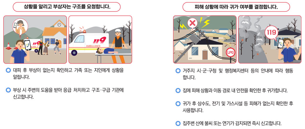산불 진화 후에는 이렇게 행동합니다.
