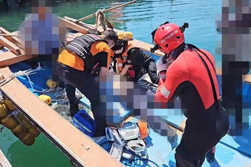 (250629)통영해경, 통영시 향촌항 인근 해상 충돌선박 구조 사진1